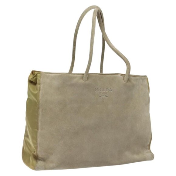 PRADA Tote Bag Suede Khaki Auth bs22528 - Picture 1 of 16